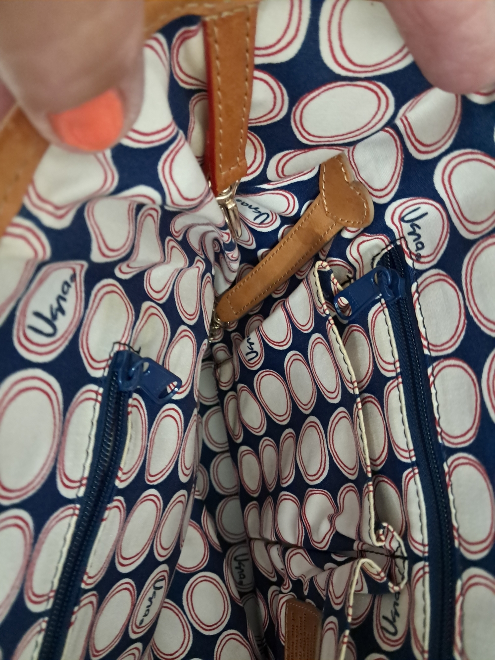 Rare Classic Brighton Vera Neumann Nautical Navy Tote w/ Red & White Fish EUC - Picture 8 of 15